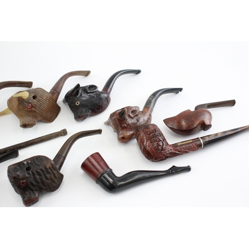 597 - Estate Pipes Tobacciana Wooden Antique Vintage Inc Bull, Pocket Pipes Etc