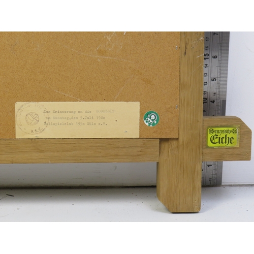 281 - Hand crafted German pewter (Zinn) relief panel set in a wooden frame and a copper relief framed plaq... 