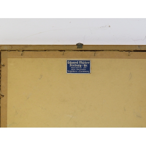 281 - Hand crafted German pewter (Zinn) relief panel set in a wooden frame and a copper relief framed plaq... 