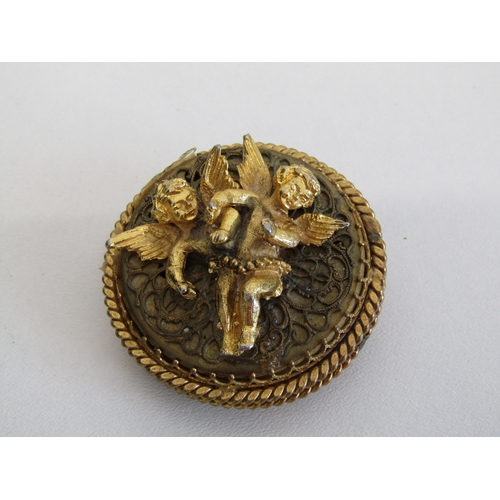 284 - Vintage musical cherub brooch.