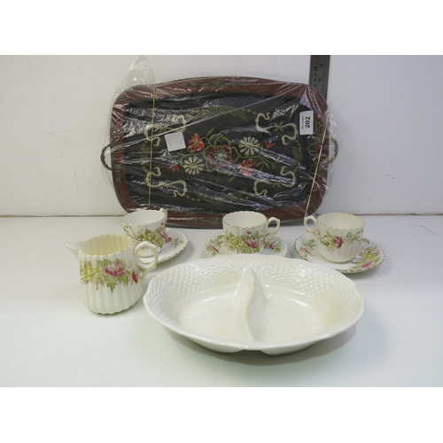 202 - Victorian tea platter, tea set, ironstone dish by simpson pottery