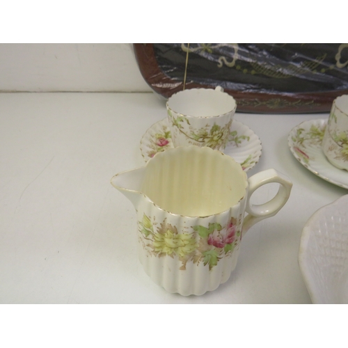 202 - Victorian tea platter, tea set, ironstone dish by simpson pottery