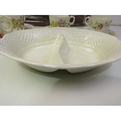 202 - Victorian tea platter, tea set, ironstone dish by simpson pottery