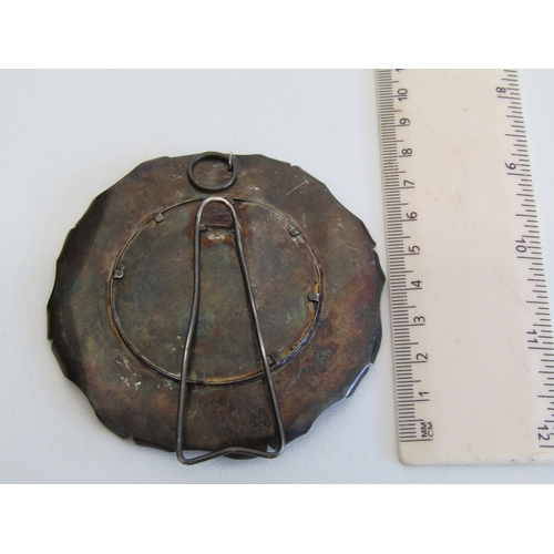 287 - Antique sterling silver framed hand painted miniature religious Madonna portrait,  36.8g.