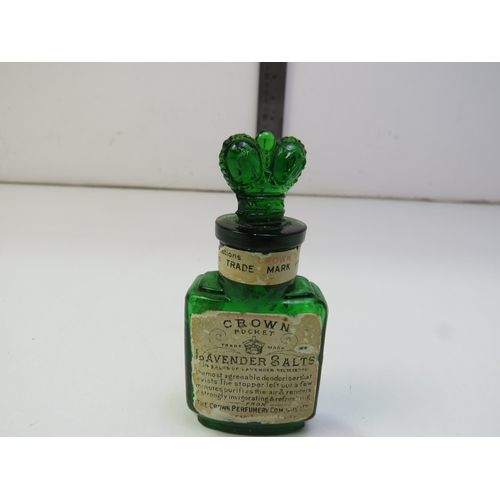 151D - Antique crown pocket lavender salts bottle