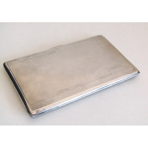 64 - Vintage sterling silver engine turned cigarette case, 175.9g.