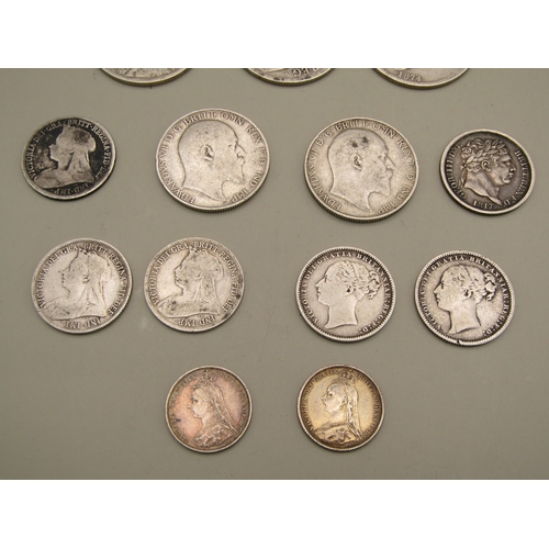 20 - Nineteen assorted silver British coins all pre 1905
