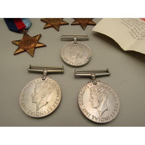 36 - Six assorted WWII medals with issue certificate
