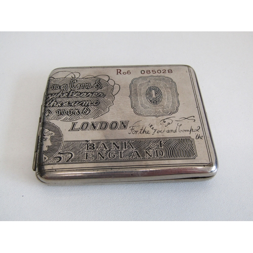 20A - Vintage 1950's metal cigarette case in the style of a £1 bank note.
