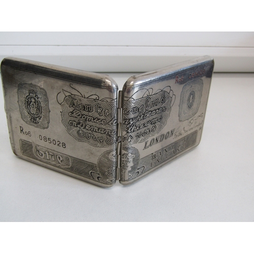 20A - Vintage 1950's metal cigarette case in the style of a £1 bank note.