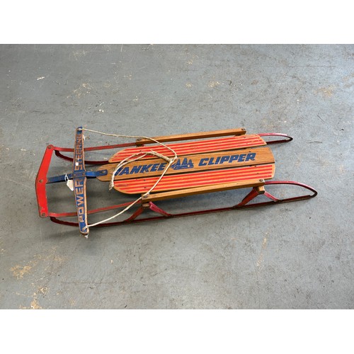 338 - Vintage Yankee clipper flexable flyer sled with metal frame and wooden slats