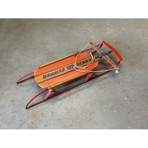 338 - Vintage Yankee clipper flexable flyer sled with metal frame and wooden slats