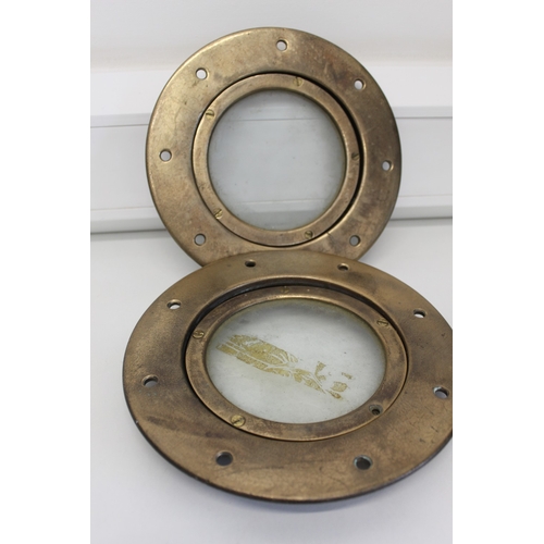 35 - Two bronze ship portholes