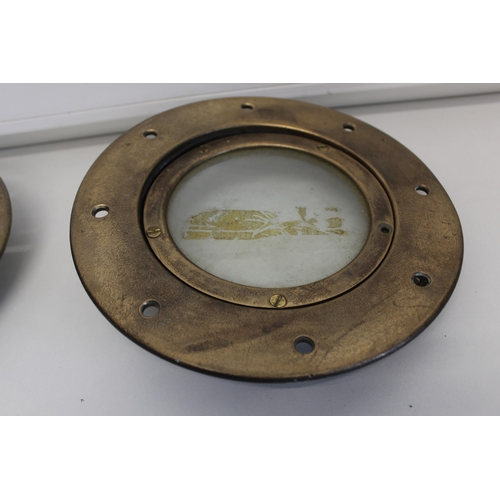 35 - Two bronze ship portholes