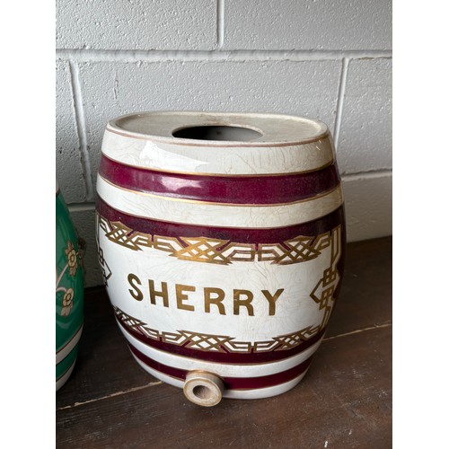 339A - Set of four ceramic alcohol barrels to include Sherry and Gin