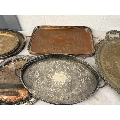 339J - Assortment of silver plate trays and plates