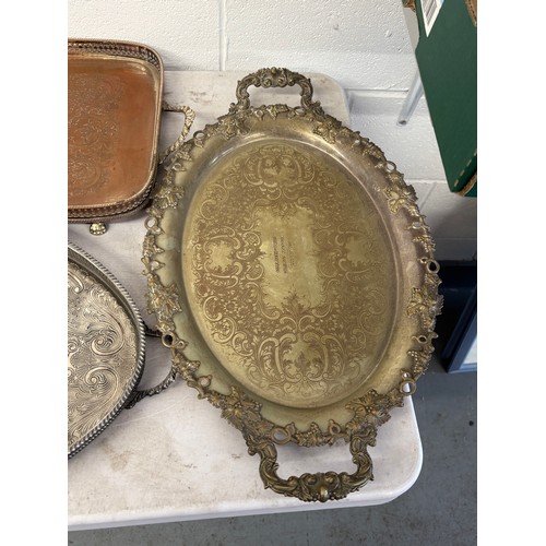 339J - Assortment of silver plate trays and plates