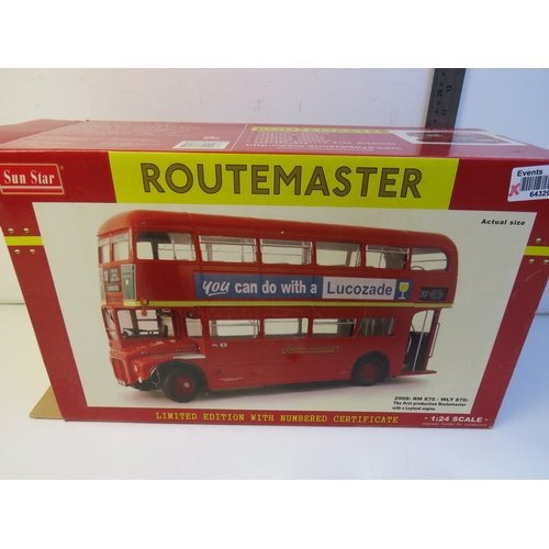 432 - Sun Star 1/24 scale diecast model London Transport Routemaster Double Decker bus with box.
