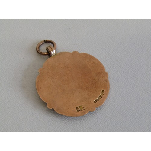 201 - Vintage 9ct gold enamelled Fleur-De-Lis pendant, 6.3g.