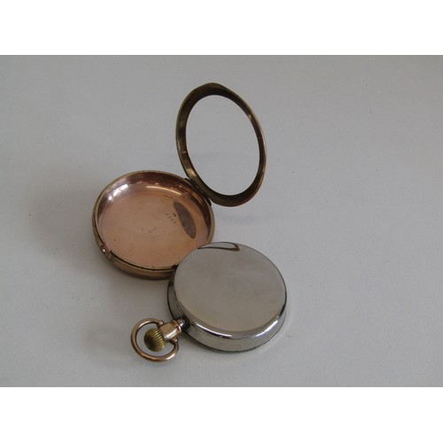 207 - Antique 9ct rose gold Waltham pocket watch, 89g (missing glass).
