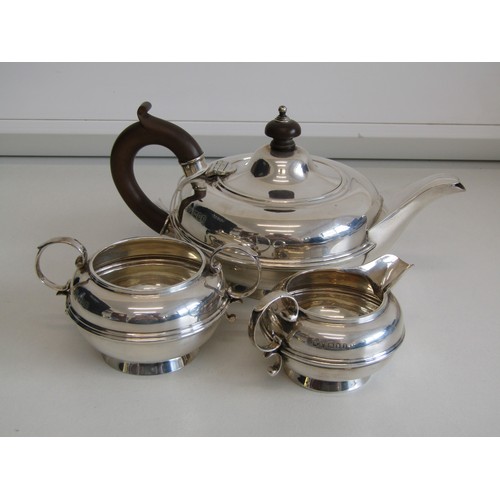 211 - Antique c1924 Mappin & Webb sterling silver 3-piece tea service comprising of teapot, sugar bowl and... 