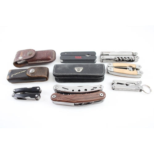 479 - Vintage & Antique Penknife Collection Large Size Inc Victorinox In Leather Case