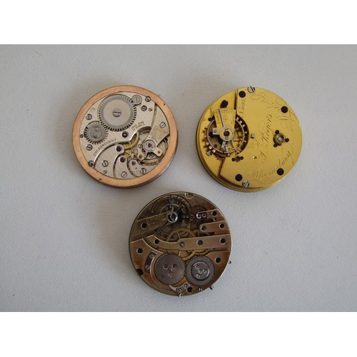 17 - Three pocket watch dials with mechanisms