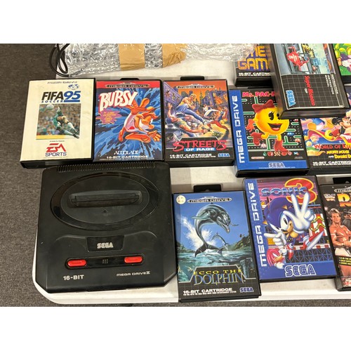 436 - Sega Megadrive 2 with two controllers, cables and an assortment of games