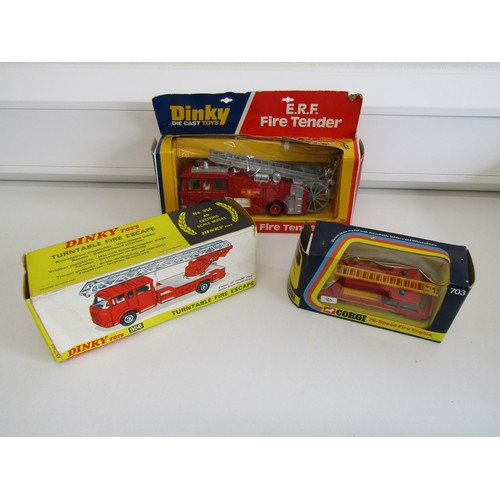 39 - Three boxed Corgi fire engines to include Dinky 956