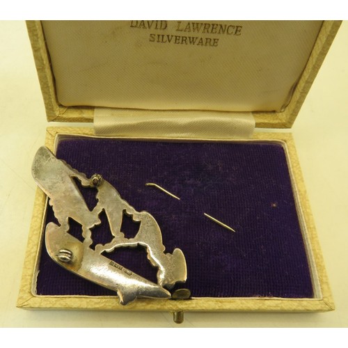 11 - David Lawrence silver and enamel brooch - (broken pin).