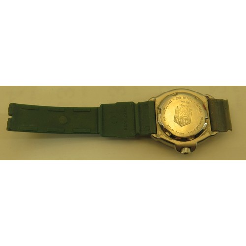 17 - Tag Heuer watch with green fabric strap - as found