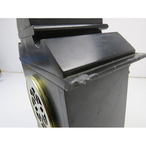 1 - Black stone/marble mantle clock
