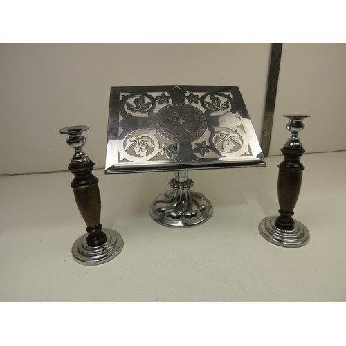 11 - A pair of church candles and Bible stand