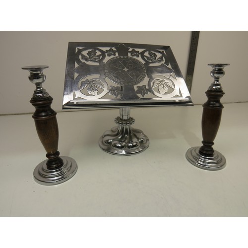 11 - A pair of church candles and Bible stand