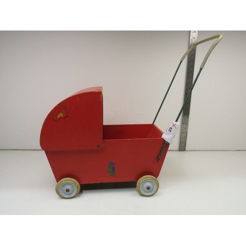 29 - Toy push-along pram made of wood
