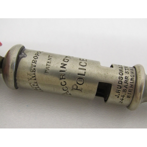 Two vintage Hudson & Co whistles, Military and Accrington Police both ...