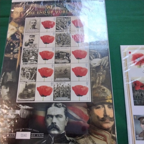 100 - A selection of thirty first class stamps and two other collections featuring World War I.