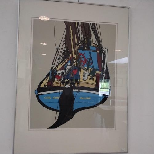 74 - Artist Ivan Polley 'Sailing Barge Lord Roberts at St Katherines Dock' Framed Signed by the Artists L... 