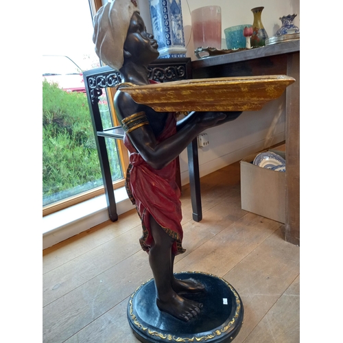 10 - Blackamoor painted wood with gilt finish serving/calling card holder 90cm approx.