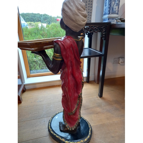 10 - Blackamoor painted wood with gilt finish serving/calling card holder 90cm approx.