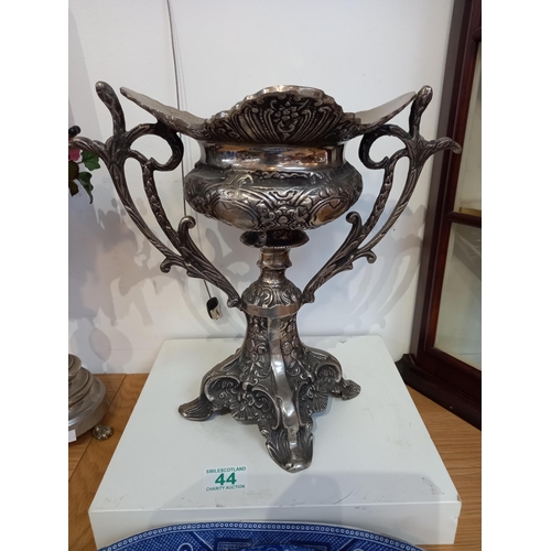 44 - Antique heavy duty white metal urn 33cm high approx.