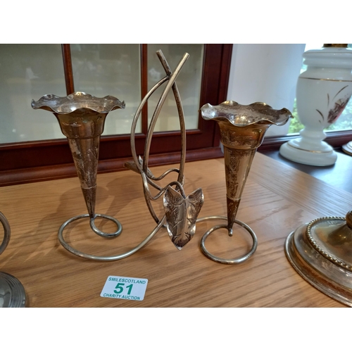 51 - Epergne, candle stick and large vase