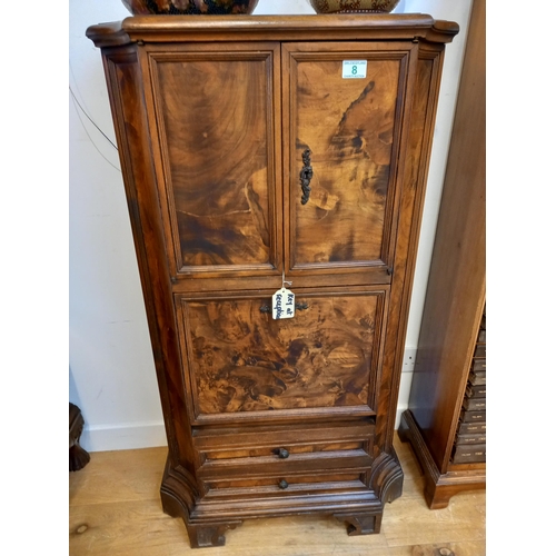 8 - Walnut drinks cabinet 62cm W x32cm D x 116cm H approx.