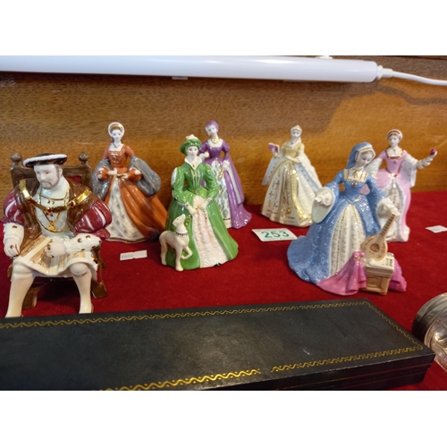 253 - Miniature Coalport Henry 8th and his 6 wives 2009, complete set all are 95/500