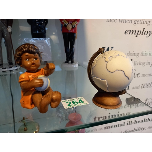 264 - Goebel first issue Millennium 2000, Black girl figurine and Goebel Germany miniature globe 57161