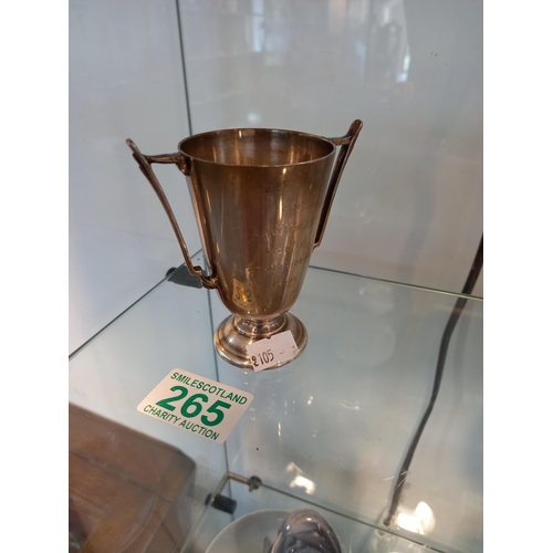 265 - White metal winners' cup 9cm H approx. inscribed 'The Law Trophy' won by John Thomson 1960.