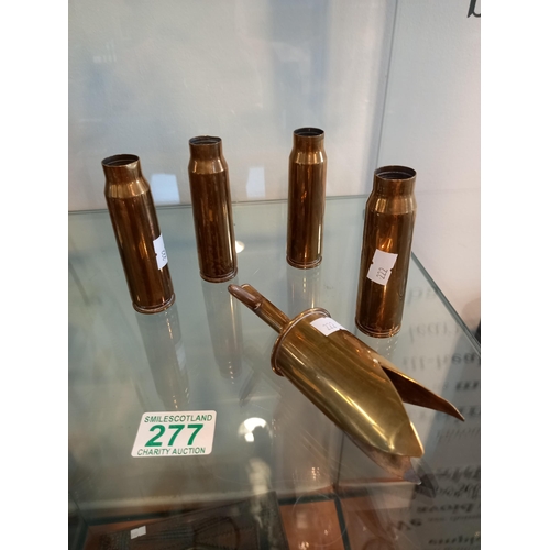 277 - Trench art and spend bullets, 1 marked DMK 1897