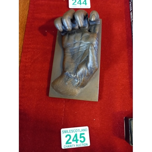 245 - Bronze sculpture of a chimpanzee hand signed PB 2/5 14x7cm approx.