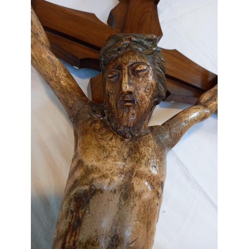 371 - Vintage Church Cross measuring 60 x 31 inches, INRI wooden cross with Christ figure