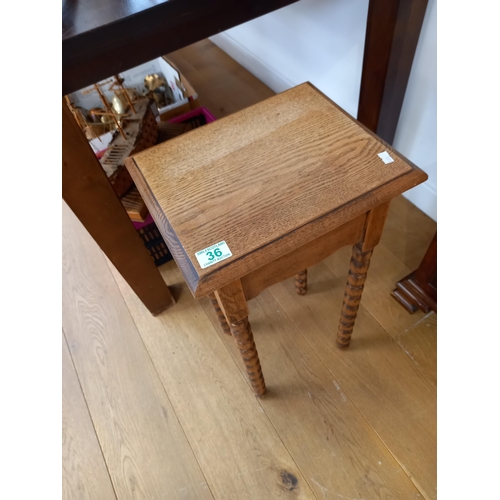 36 - Bobbin Leg Oak Side Table 28D x 33W x 64H cm approx.